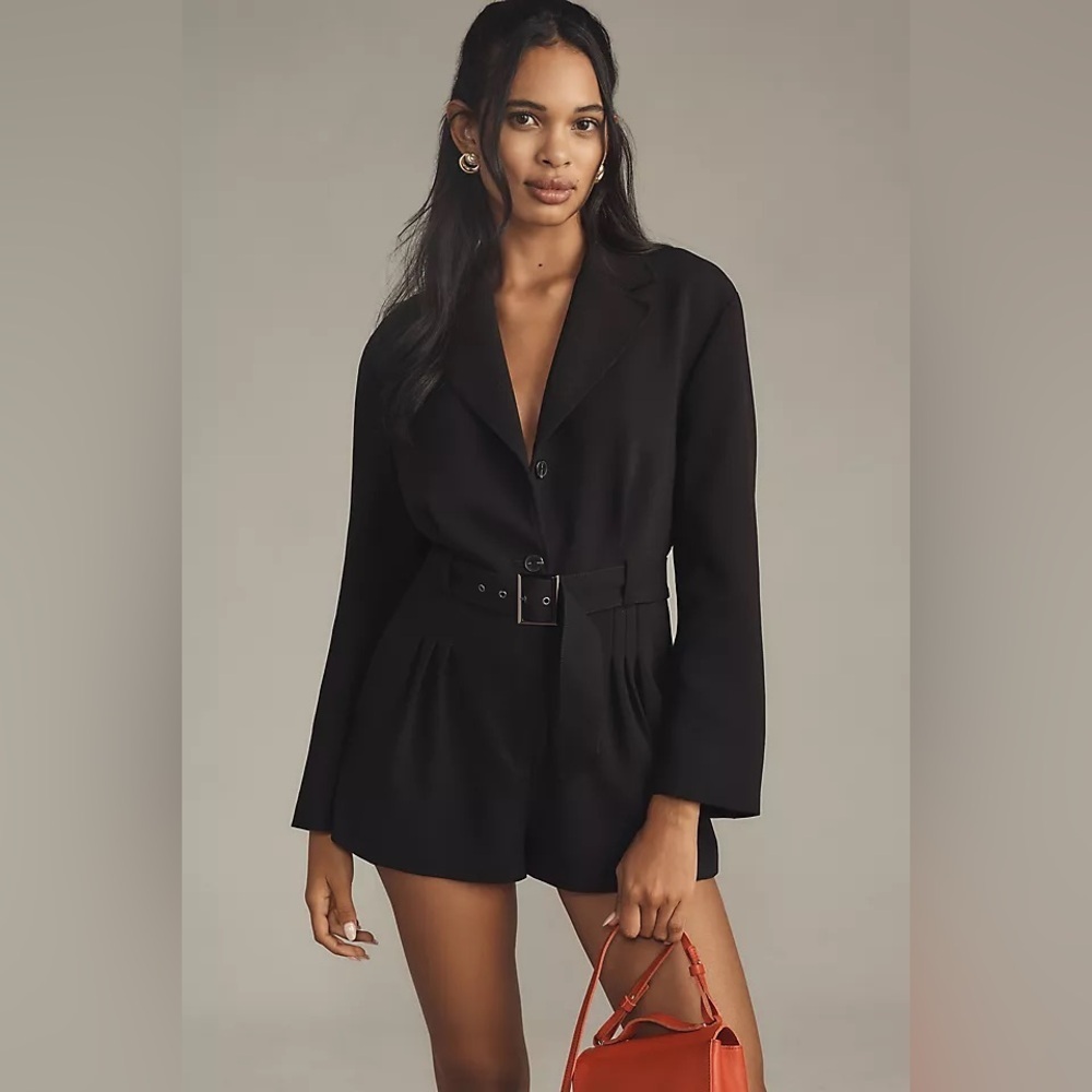 By Anthropologie Belted Blazer Romper